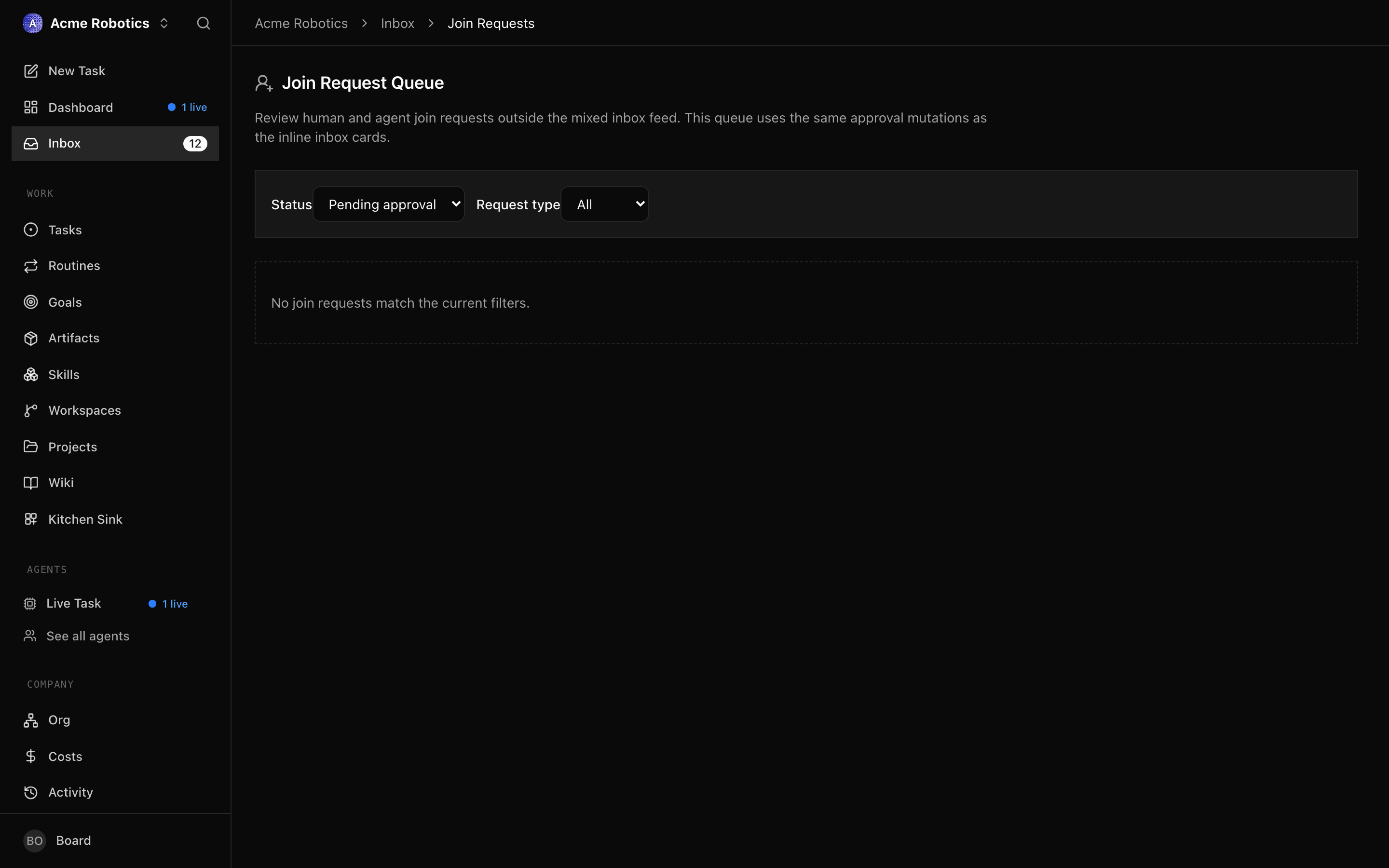 Join request queue