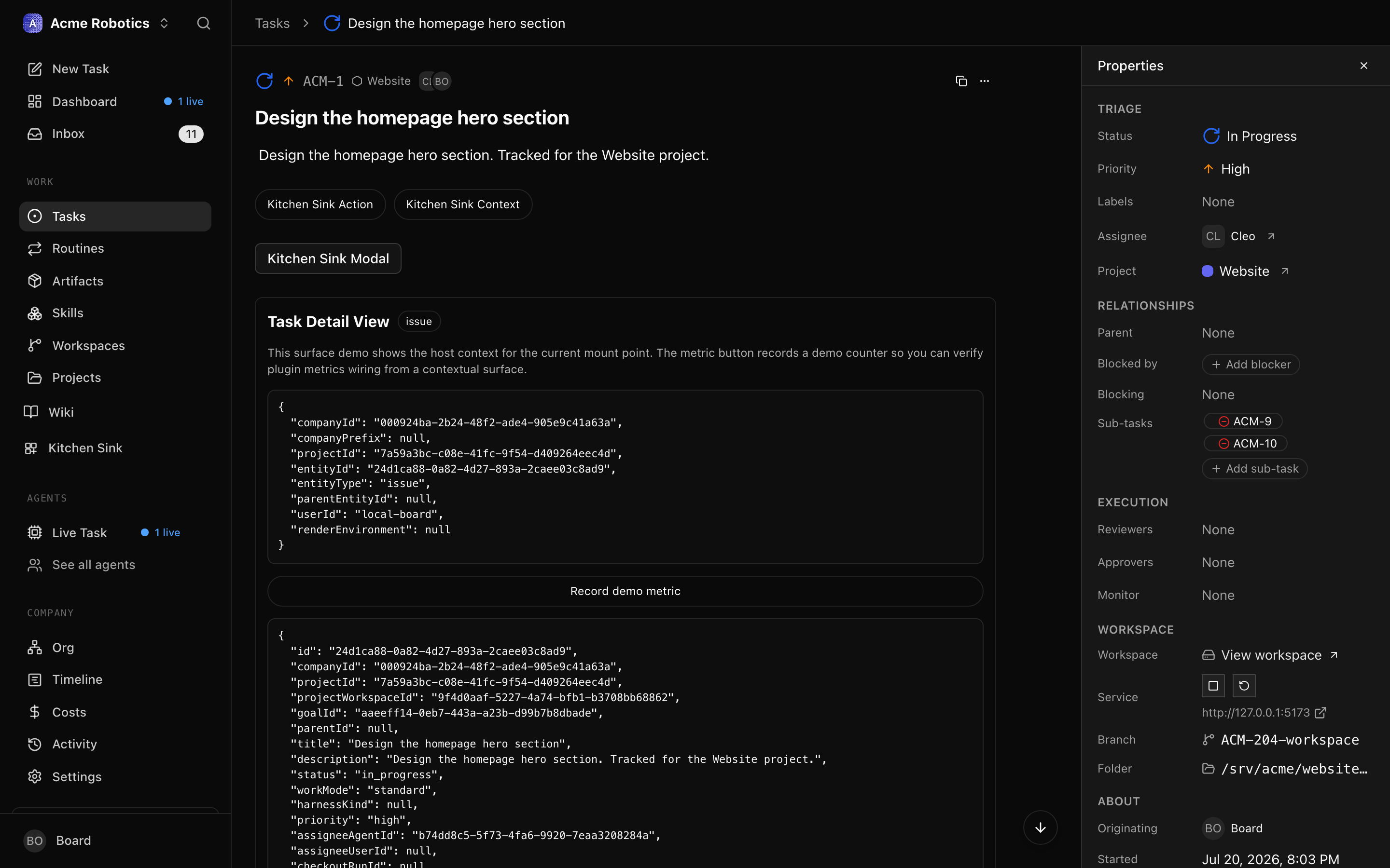 Activity tab