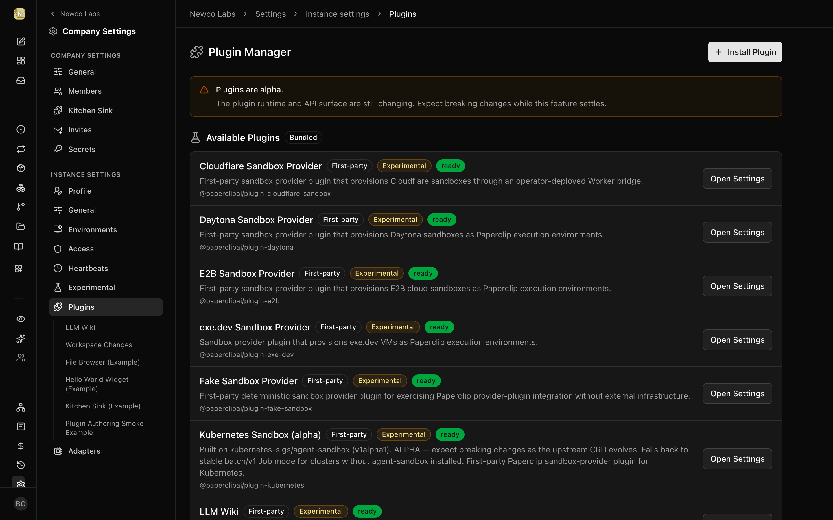 Plugin settings