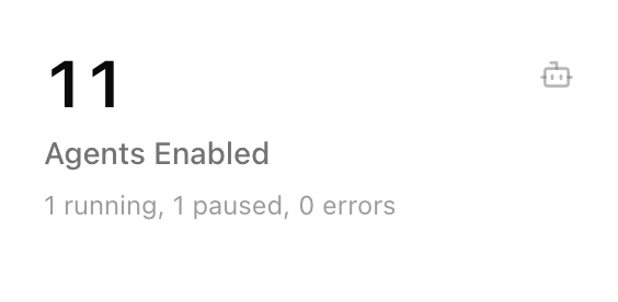 Agent Status panel showing counts by state: active, running, error, and paused