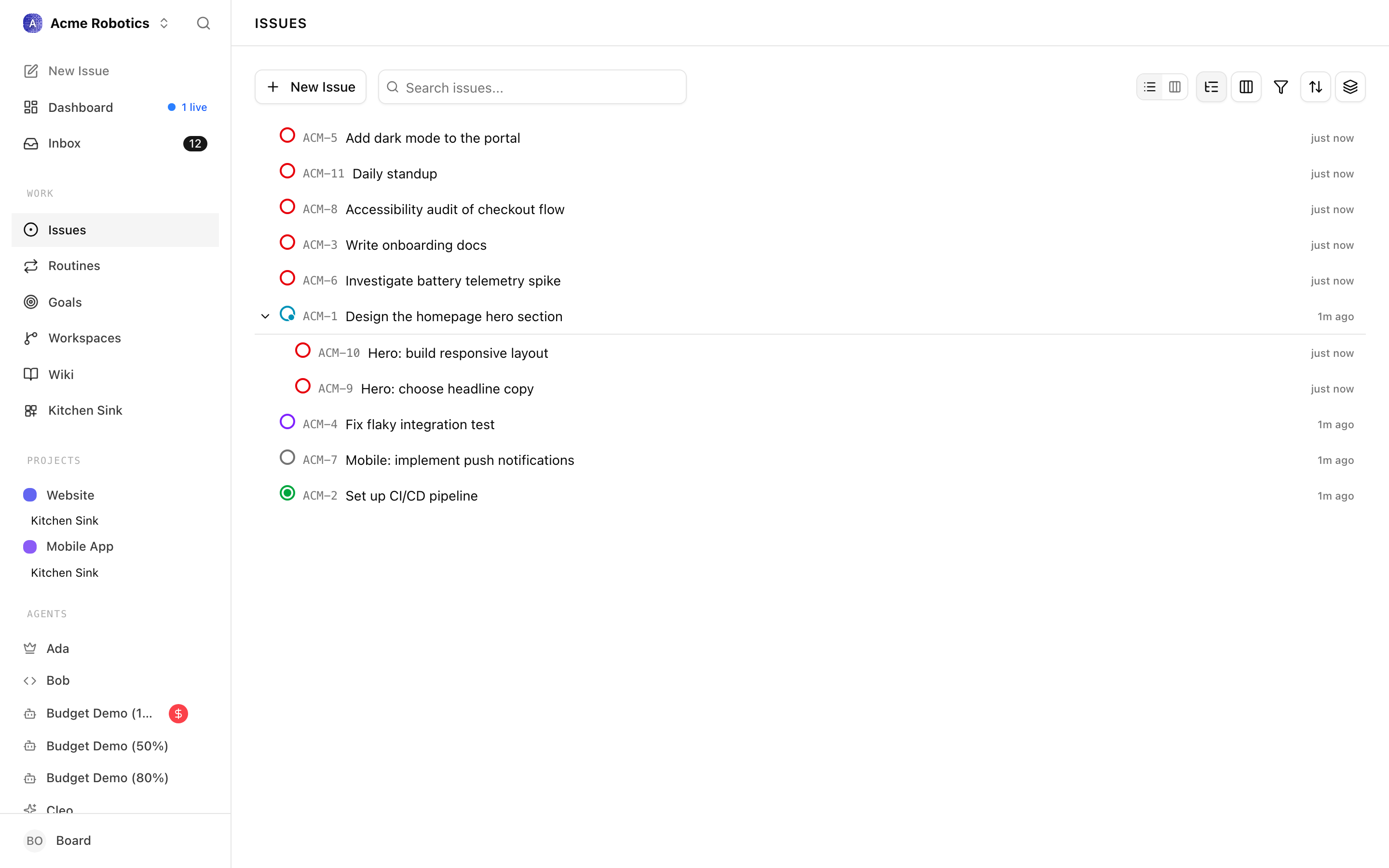 Issue list