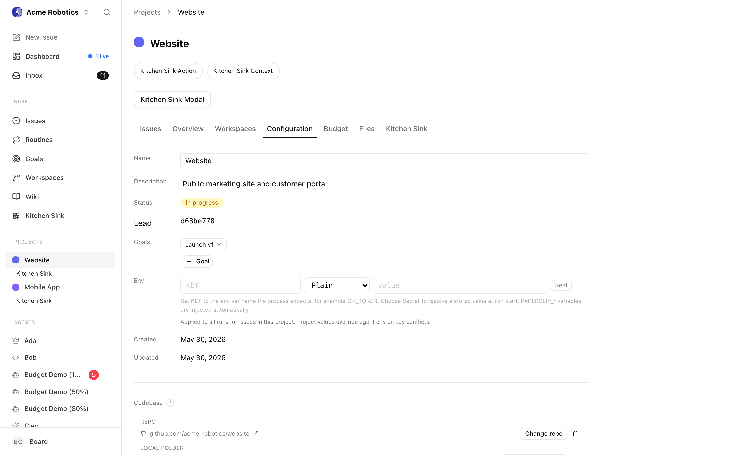 Configuration tab